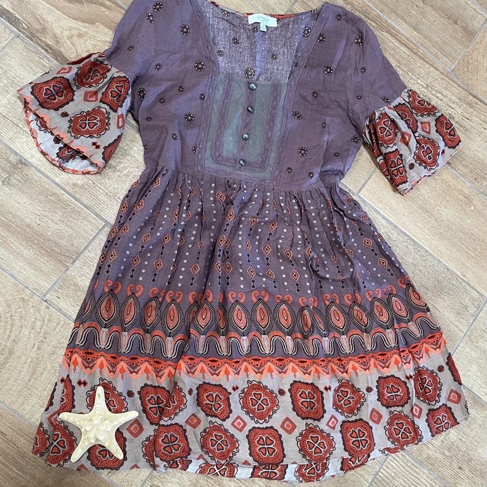 Umgee Purple and Orange Patterned Boho Tunic